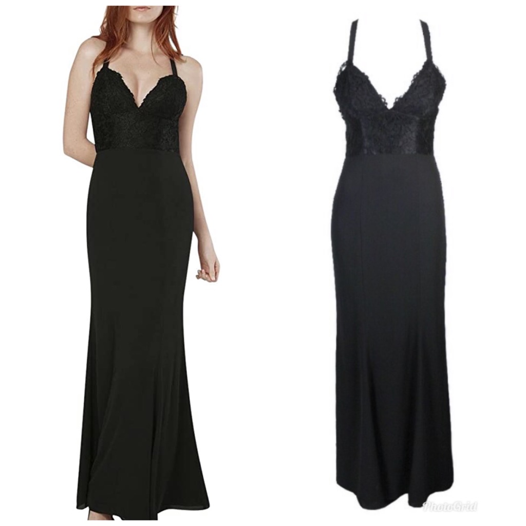 Nwt Fame & Partners Black Lace Gown